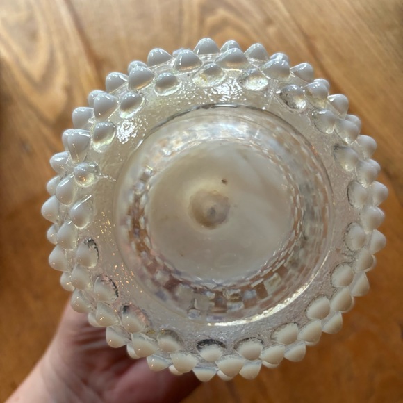 Fenton Wrisley Hobnail White Opalescent Glass Cologne Bottle with Stopper - Picture 3 of 3